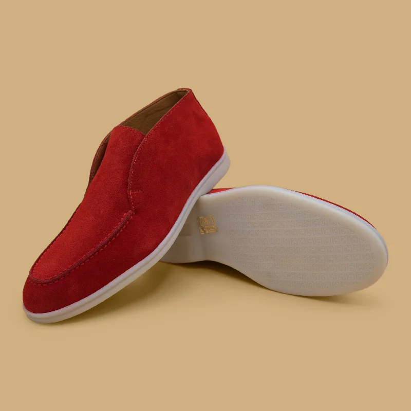Men's loafers with a moc - toe design5514 - Flame Red