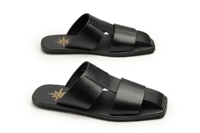 Men's slippers with a padded collar for comfortLOGO 7759 BKA