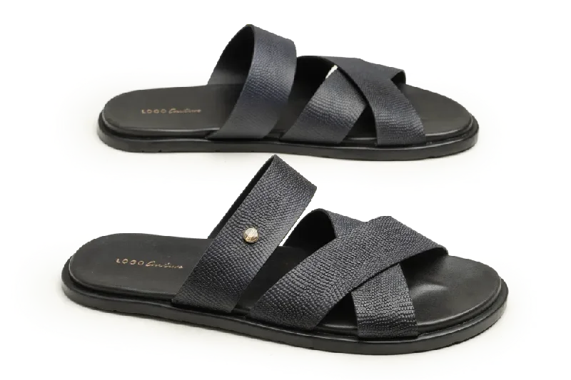 Men's slippers with a removable insole for cleaningLOGO 7923 BLA