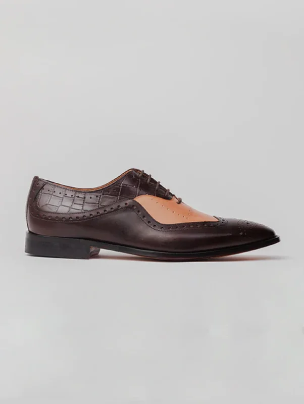 Men's Oxfords with a cap - toe design and a rubber heelAARON COMBINATION OXFORD - TAN/BROWN