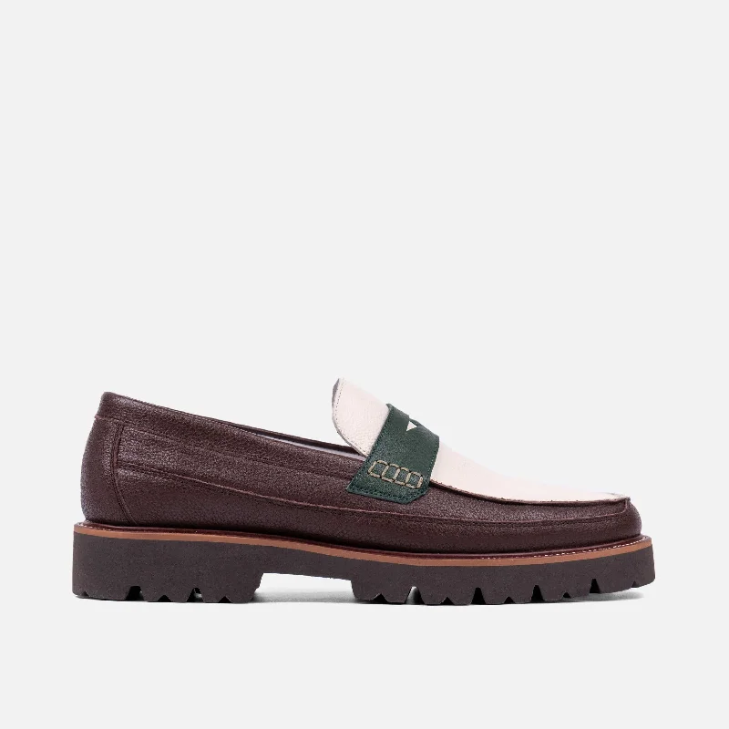 Men's loafers with a leather lacing systemAdler Chocolate Leather Penny Loafers