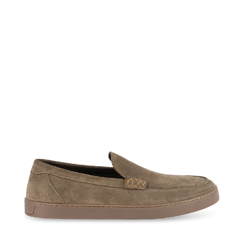 Men's loafers with a leather lacing systemAKTUALL TAUPE SUEDE