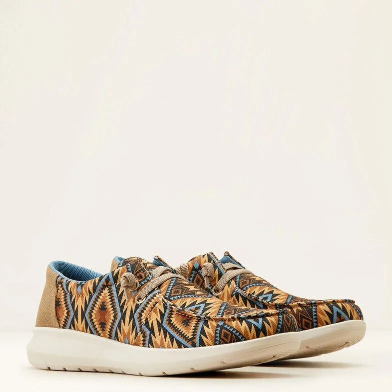 Men's casual shoes with a padded heel for comfortAriat Men's Hilo Casual Shoe in Dusty Blue Southwest/Tan