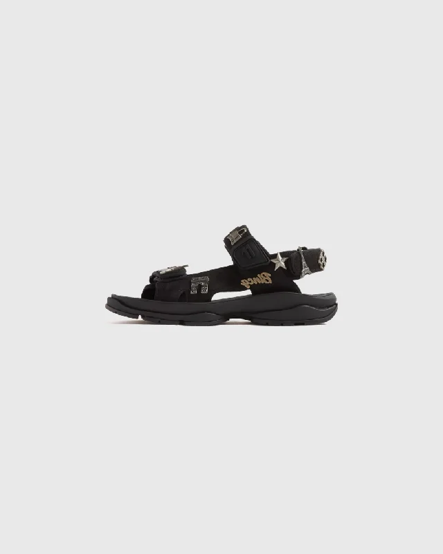 Men's slippers with a decorative pom - pom or tasselBalenciaga Embellished Tourist 'Black' Sandal