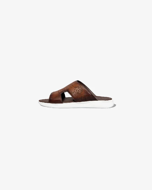 Men's plush slippers with a faux fur liningBerluti Shadow Leather Sandals