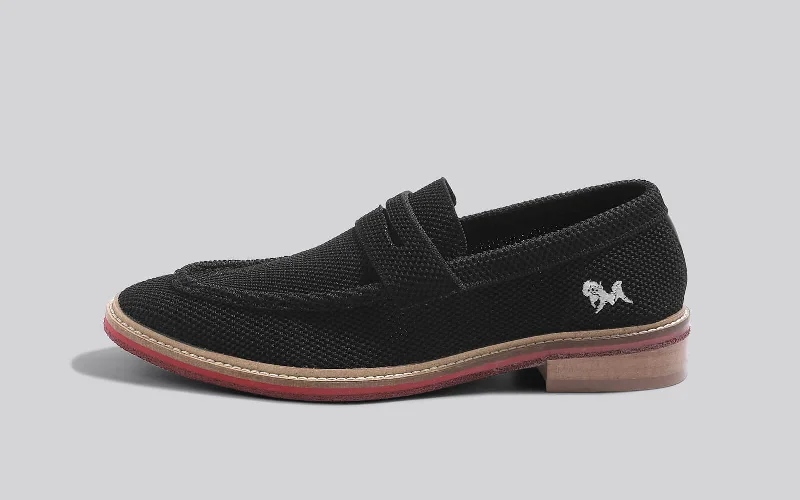Men's leather loafers with a penny slotBlock Heel Loafers : Black