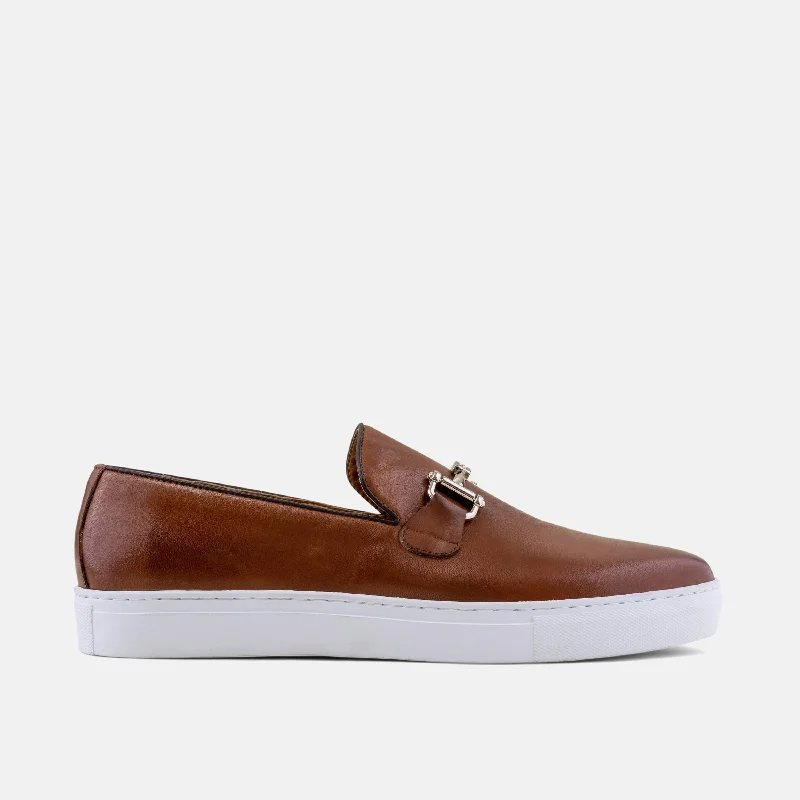 Slip - on men's loafers for easy wearBoardwalk Mahogany Leather Horse-Bit Sneakers