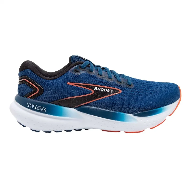 Men's Oxfords with a perforated leather strap for ventilationBrooks Men's Glycerine 21 Blue/Orange