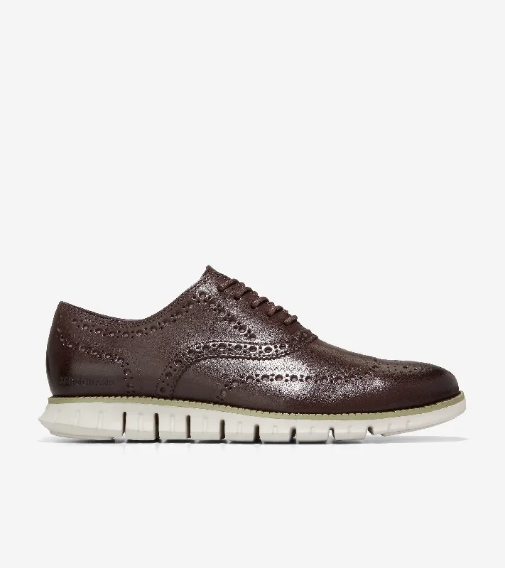 Men's Oxfords with a low - heeled design and a square toeMen's ZERØGRAND Wingtip Oxford