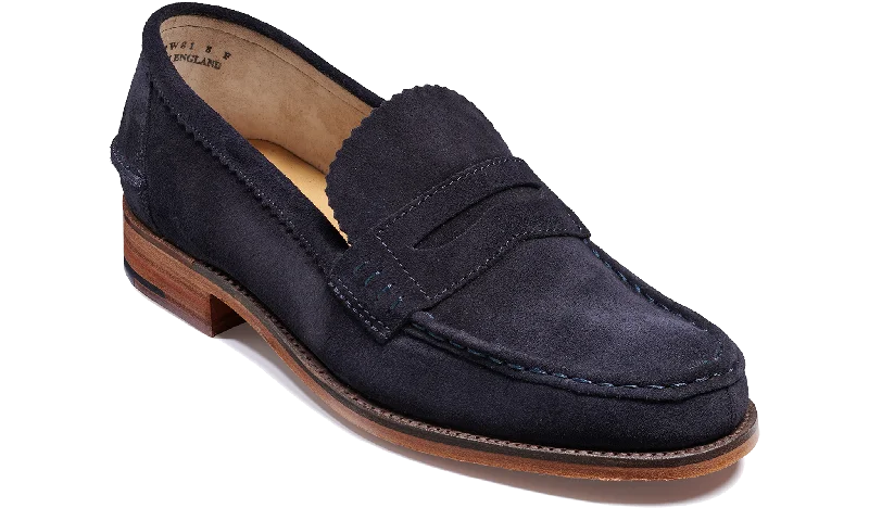 Men's loafers with a leather lacing systemCaruso - Navy Suede