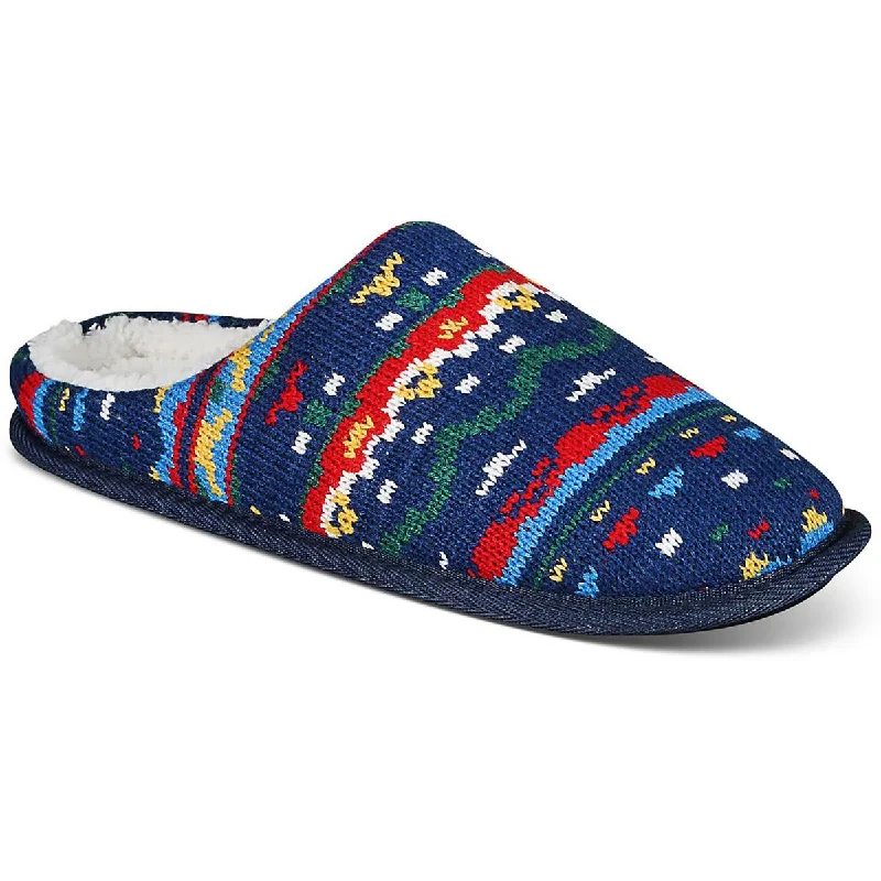 Leather men's slippers with a mule styleClub Room Mens Faux Fur Lined Knit Slide Slippers