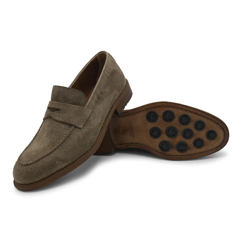 Men's loafers with a moc - toe designR258 - Caribu Beige Penny Loafer