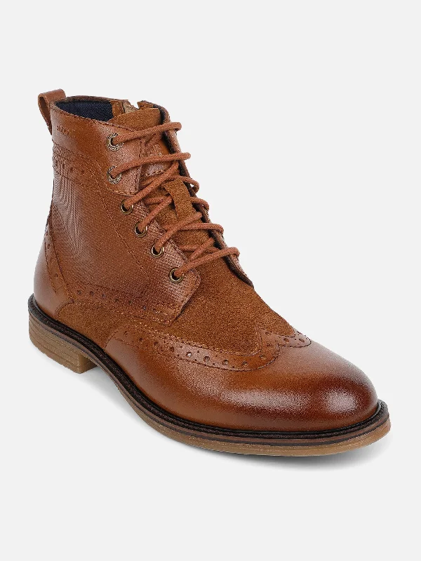 Men's casual sneakers with a mesh upperEzok Tan Lace-ups Leather Boot For Men