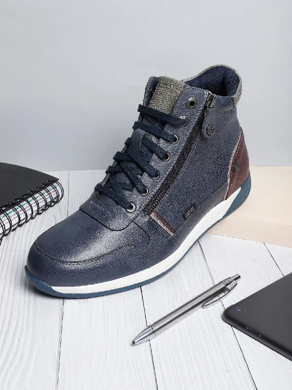 Loafers - style men's casual shoes for a relaxed vibeEzok Blue Lace-ups Leather Sneakers For Men Loafers - style men's casual shoes for a relaxed vibeEzok Blue Lace-ups Leather Sneakers For Men