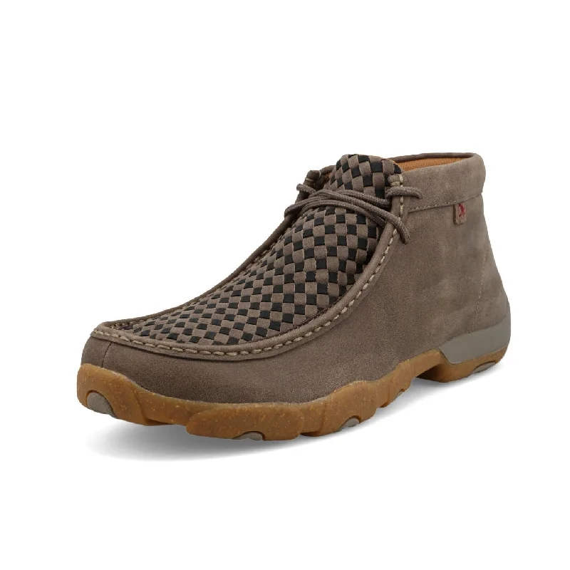 Men's casual shoes with a stretchy side panelTwisted X Men's Chukka Driving Moc in Taupe Grey & Black