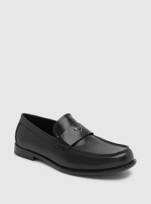 Men's loafers with a leather lacing systemBlack Corpus Loafers