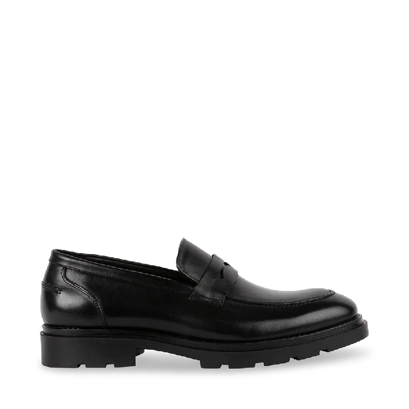 Men's loafers with a stretchy side panel for a better fitDACKK BLACK LEATHER