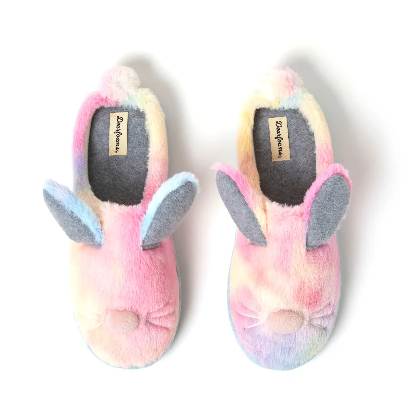 Men's slippers with a rubber sole for outdoor useDearfoams Adult Unisex Easter Bunny Clog Slipper