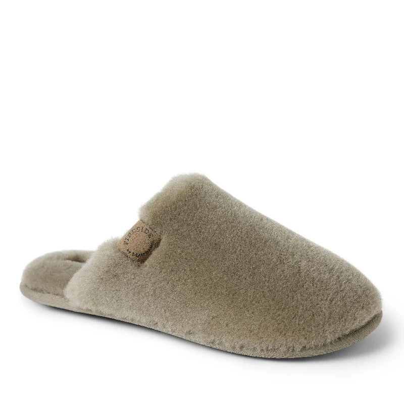 Men's slippers with a pointed toe for a stylish appearanceDearfoams Men's Fireside Broome Genuine Shearling Scuff