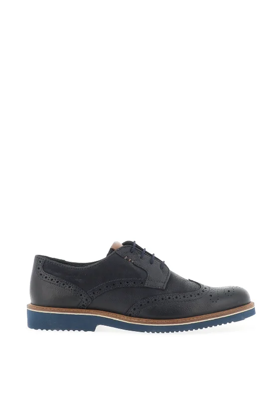 Leather men's casual shoes with a scuffed finishDubarry Stan Casual Brouges, Navy