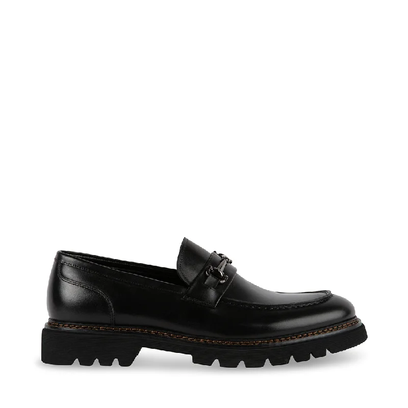 Men's loafers with a stretchy side panel for a better fitELISIO BLACK LEATHER