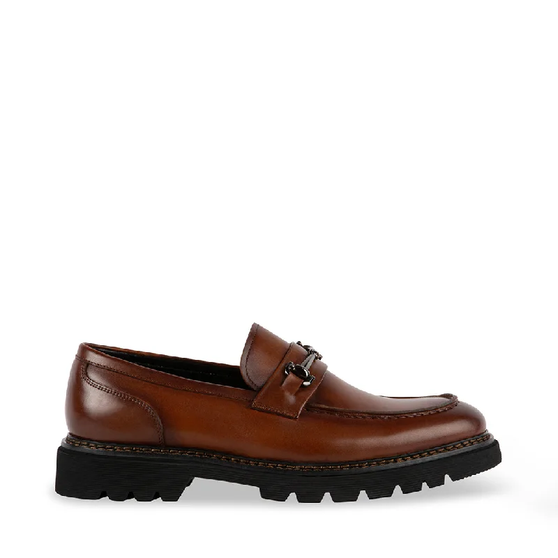 Men's loafers with a leather lacing systemELISIO TAN LEATHER