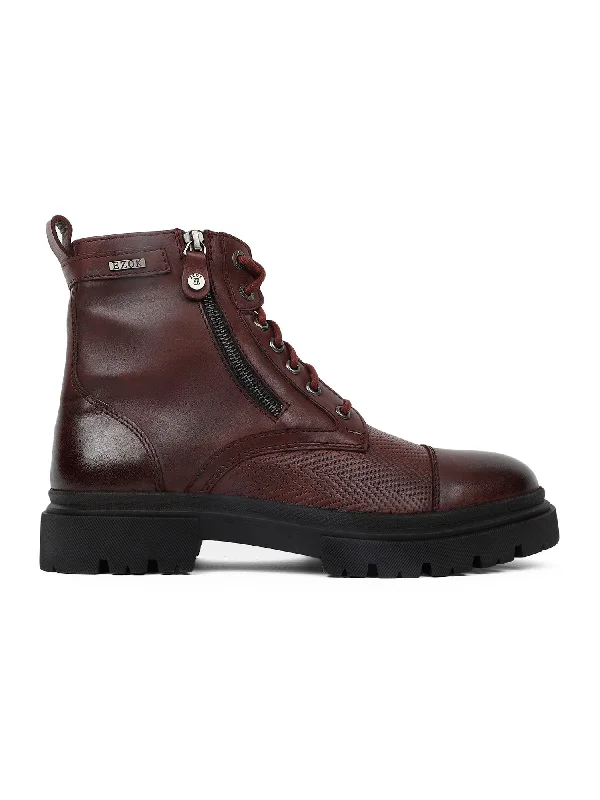 Men's casual shoes with a flexible rubber outsoleEzok Bordo Leather Boot Shoes For Men 2501