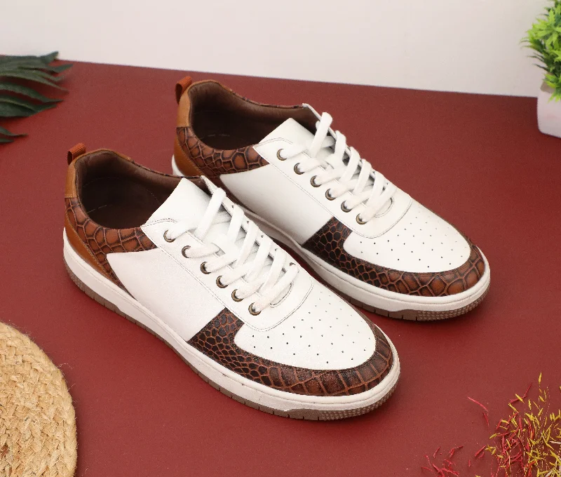 Suede men's casual shoes in earthy tonesEzok Leather Sneaker Shoes For Men