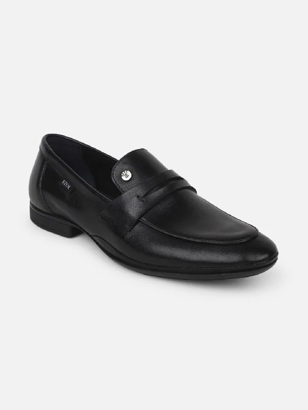 Men's casual shoes with a low - profile designEzok Men Black Leather Loafer Mocassins
