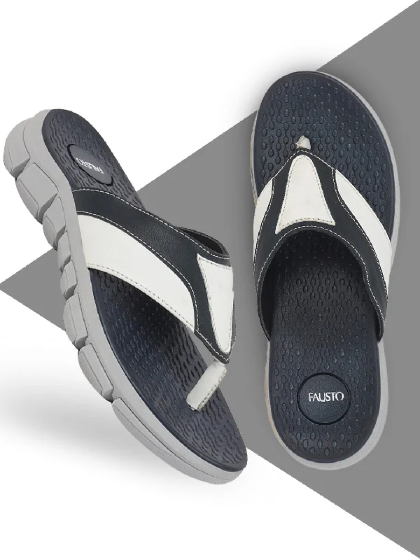 Men's plush slippers with a faux fur liningMen Navy Blue Slip On Phylon Sole Flexible Ultrasoft Outdoor & House Slippers