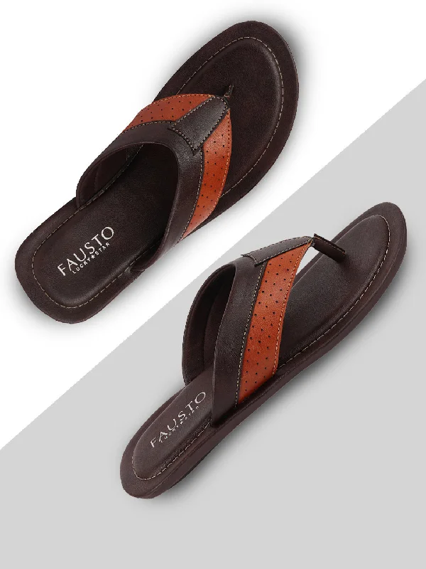 Men's slippers with a breathable fabric upperMen Brown Indoor & Outdoor Slippers