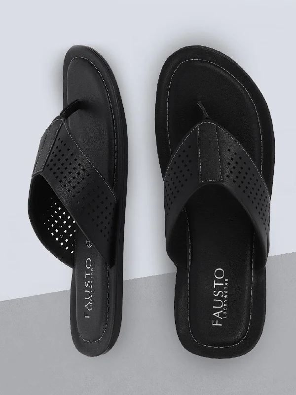 Men's slippers with a Velcro closure for easy on and offMen Navy Blue Indoor & Outdoor Slippers