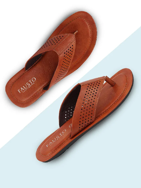 Men's plush slippers with a faux fur liningMen Tan Indoor & Outdoor Slippers