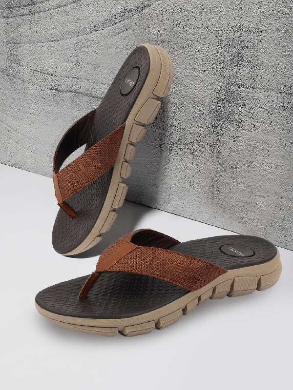 Men's slippers with a rubber sole for outdoor useMen Tan Phylon Sole Flexible Ultrasoft Outdoor & House Slippers