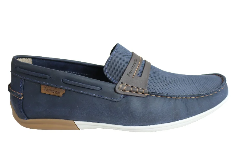 Men's loafers with a rubber sole for durabilityFerricelli Mitchell Mens Leather Casual Loafer Shoes Made In Brazil