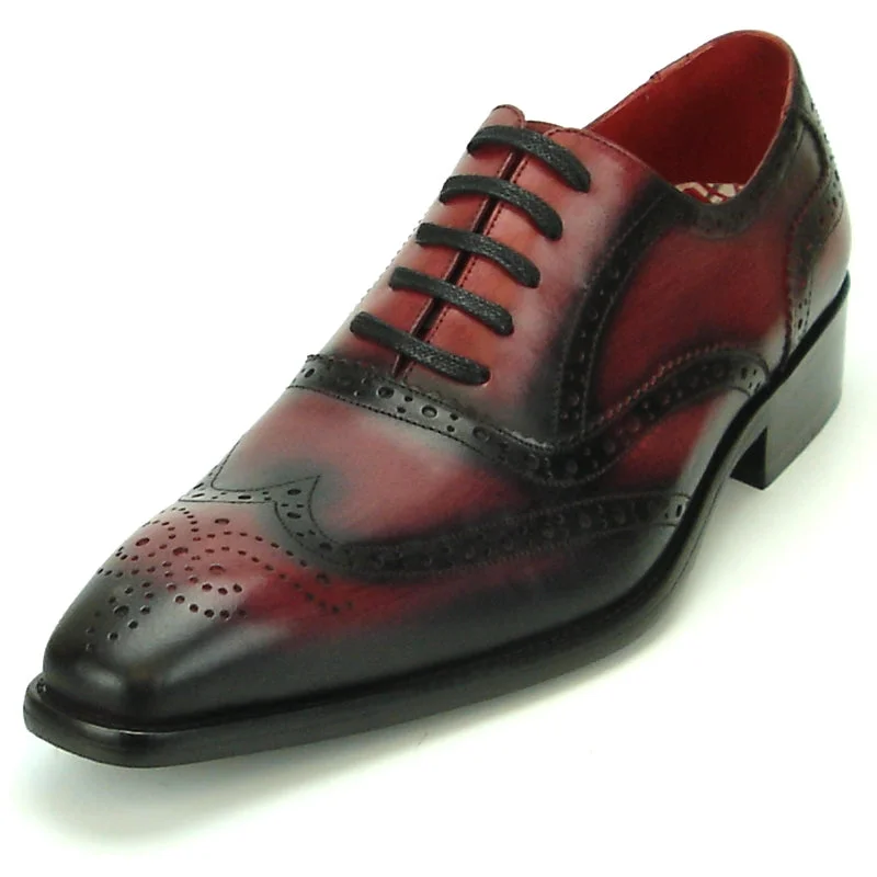 Men's Oxfords with a classic silhouette and a high - shine finishFiesso FI-8710 Burgundy Wing Tip Encore Oxfords