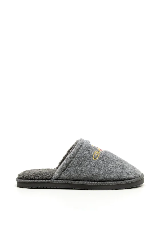 Men's slippers with a decorative pom - pom or tasselGant Tamaware Wool Flannel Slipper, Grey