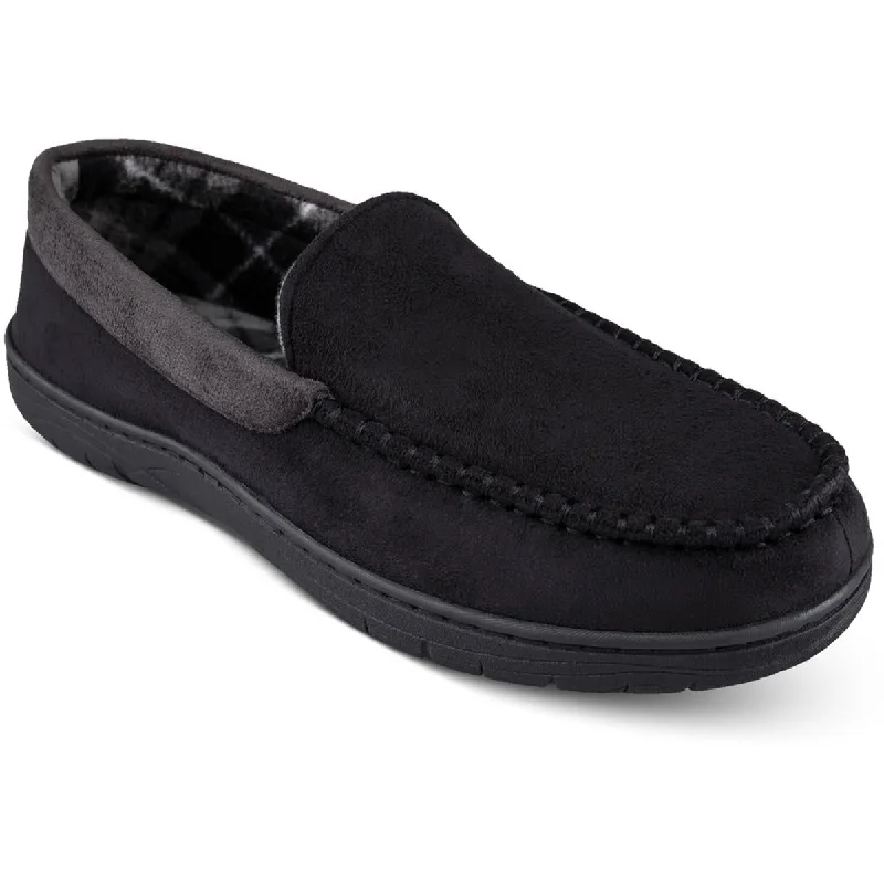 Men's slippers with a wool blend upper for warmthHaggar Mens Faux Suede Lined Loafer Slippers