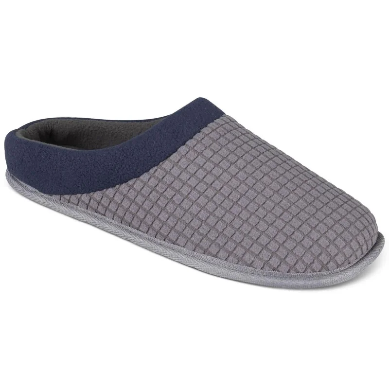 Men's slippers with a stretchy side panel for a better fitHanes Mens Waffle-Knit Slip-On Slide Slippers