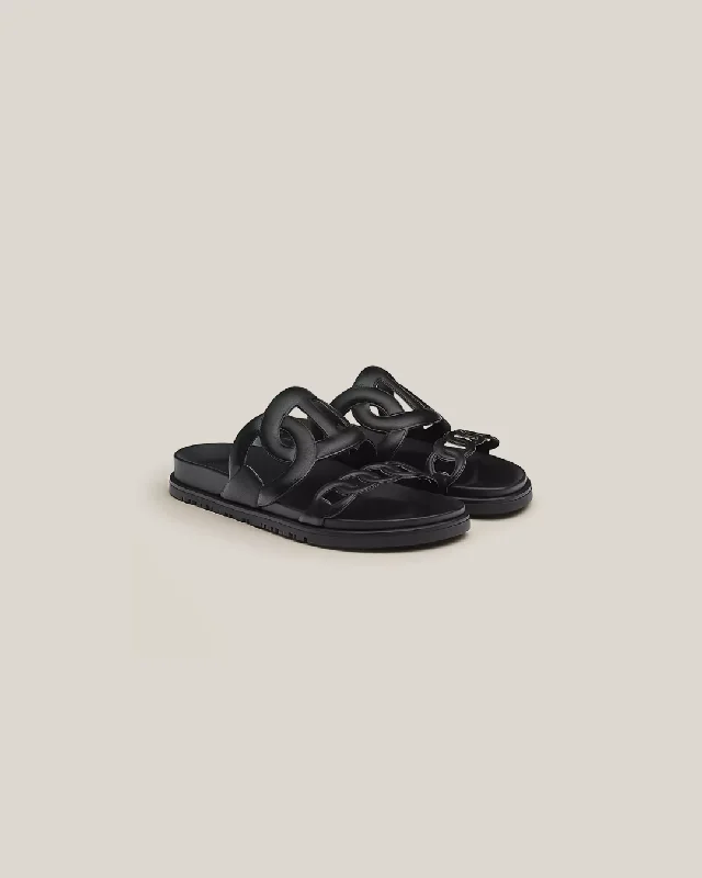 Men's plush slippers with a faux fur liningHermes Extra 'Black' Sandals