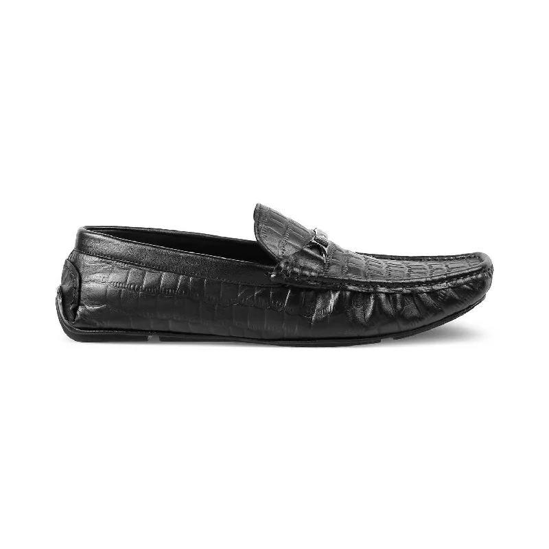 Men's leather loafers with a penny slotThe Hummer Black Men's Leather Driving Loafers Tresmode