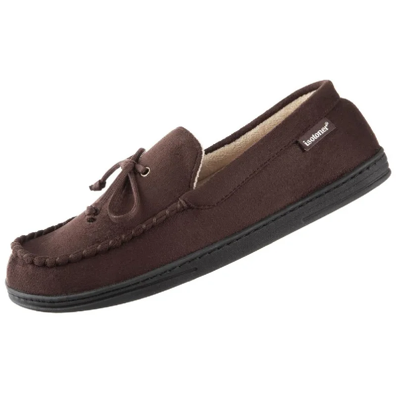 Men's slippers with a padded footbed for all - day comfortIsotoner Mens Faux Suede Memory Foam Moccasin Slippers