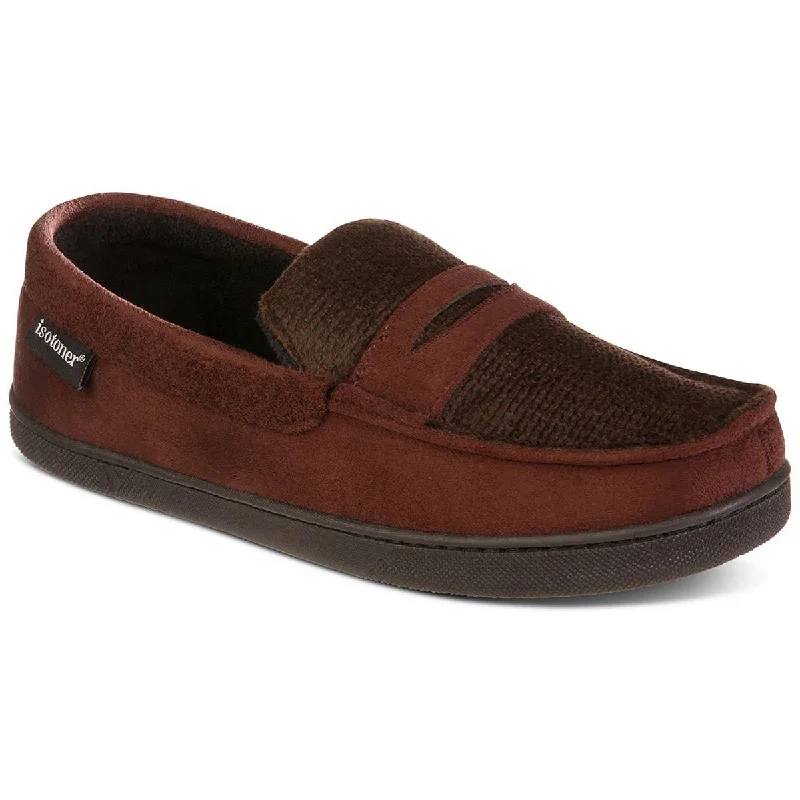 Men's slippers with a soft, flexible soleIsotoner Mens Faux Suede Memory Foam Moccasin Slippers