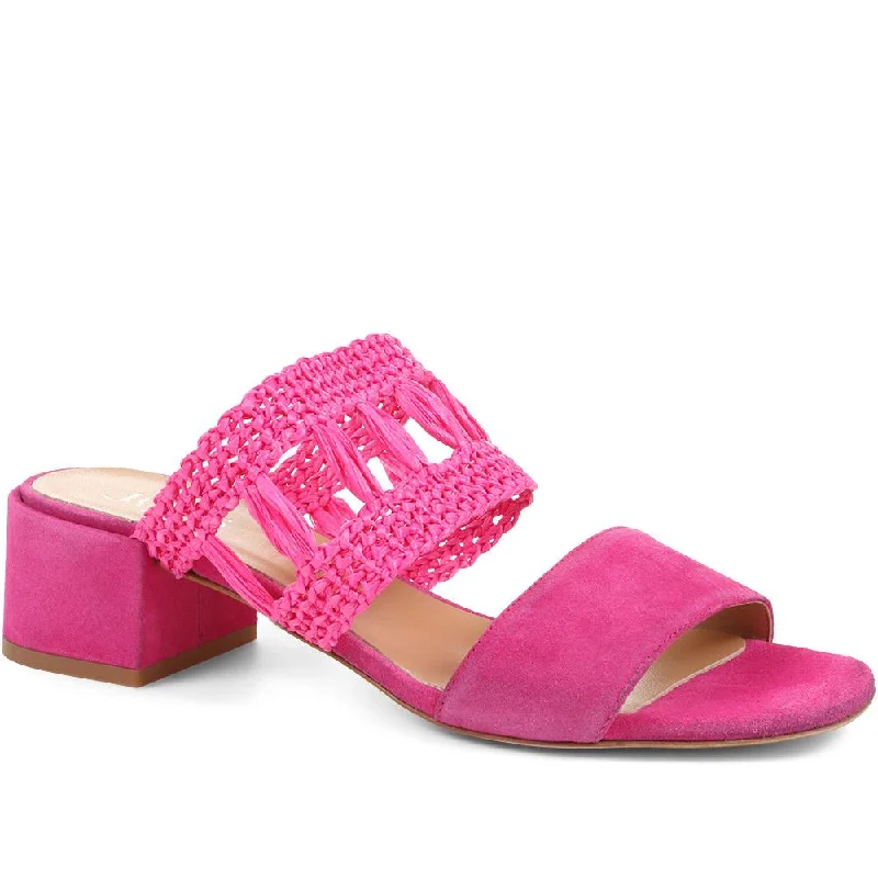 Men's casual shoes with a removable footbed for cleaningKimora Raffia Heeled Mule Sandals - KIMORA / 323 636