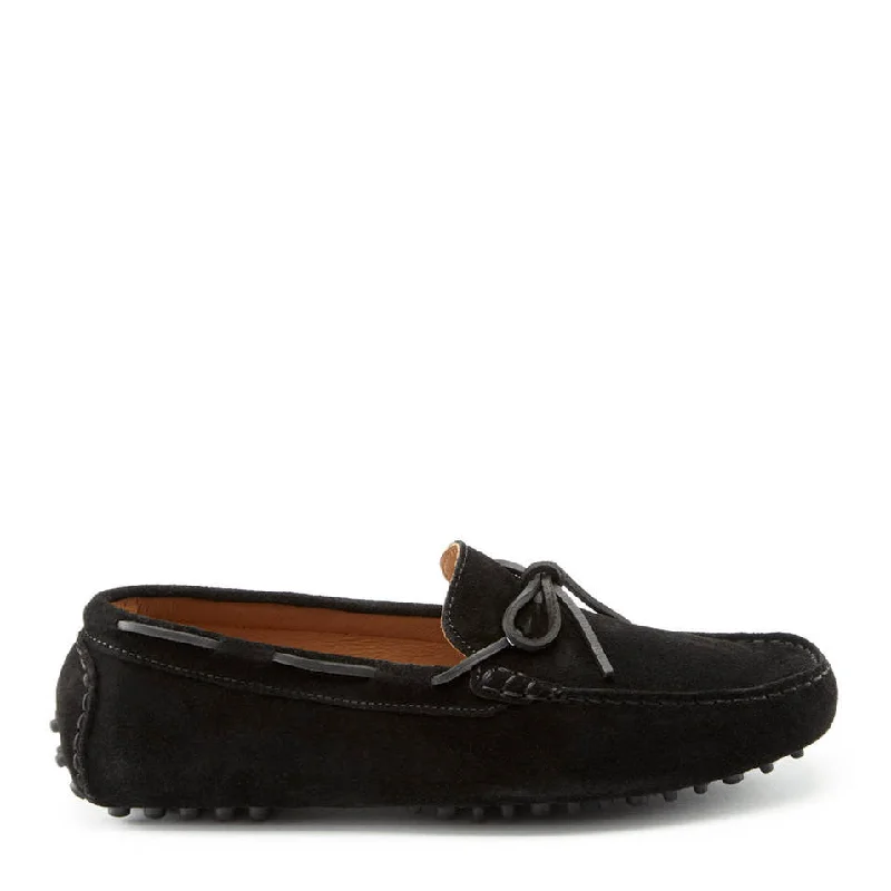 Men's loafers with a cushioned footbedLaced Driving Loafers, black suede