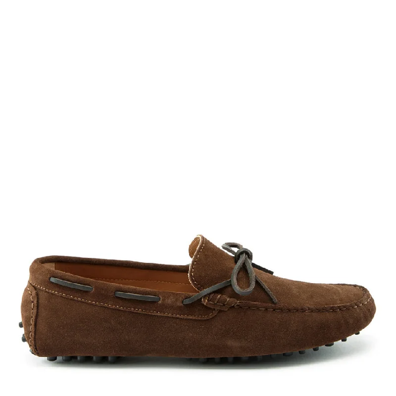 Men's loafers with a rubber sole for durabilityLaced Driving Loafers, brown suede