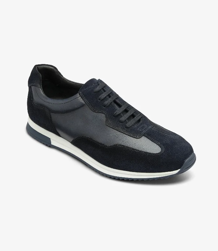 Men's casual shoes with a padded heel for comfortLOAKE Linford - Leather Sneakers - Navy Suede