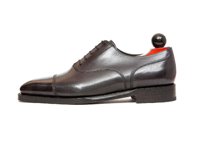Men's Oxfords with a perforated leather strap for ventilationMagnolia - MTO - Shaded Grey Calf - LPB Last - Double Leather Sole