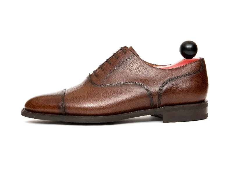 Men's Oxfords with a low - heeled design and a square toeMagnolia - MTO - Soft Brown Grain - TMG Last - City Rubber Sole