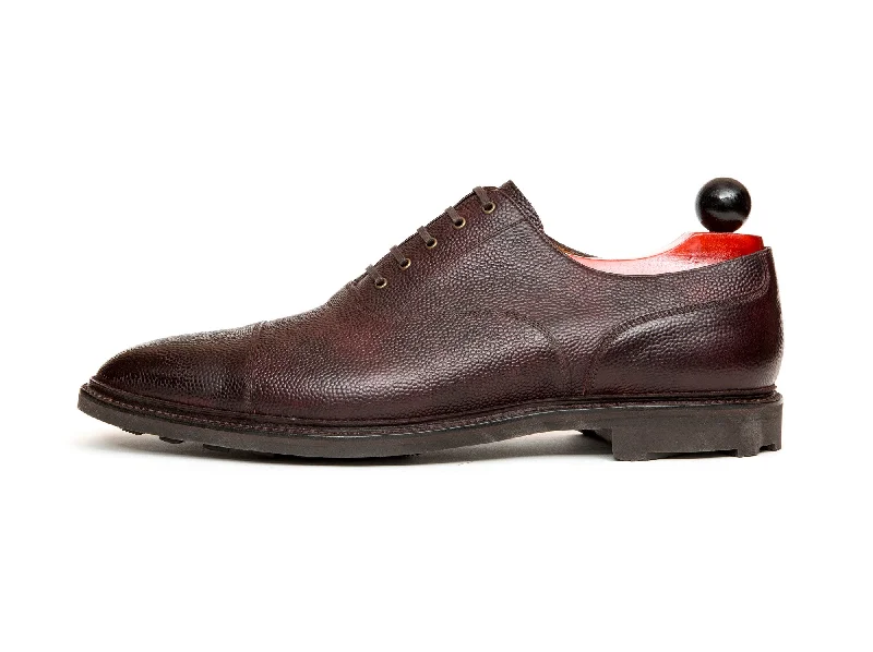 Men's Oxfords with a cap - toe design and a rubber heelMagnolia - MTO - Plum Museum Grain - TMG Last - Rugged Rubber Sole
